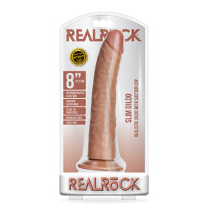 RealRock 8in Slim Dildo W/Suction Tan
