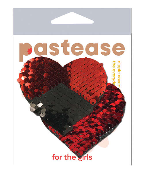 Pastease Color Changing Flip Sequins Hearts - Red/Black O/S