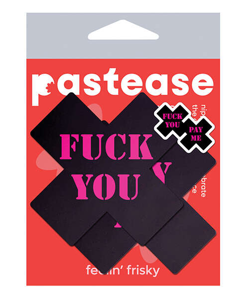 Pastease Fuck You Pay Me Cross - Black/Pink O/S