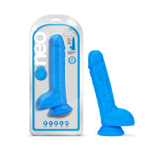 Neo 9in Dual Density Dildo Neon Blue