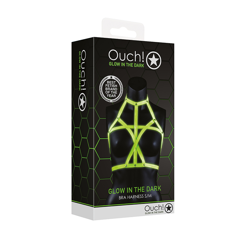 Ouch GITD Bra Harness Neon Green SM