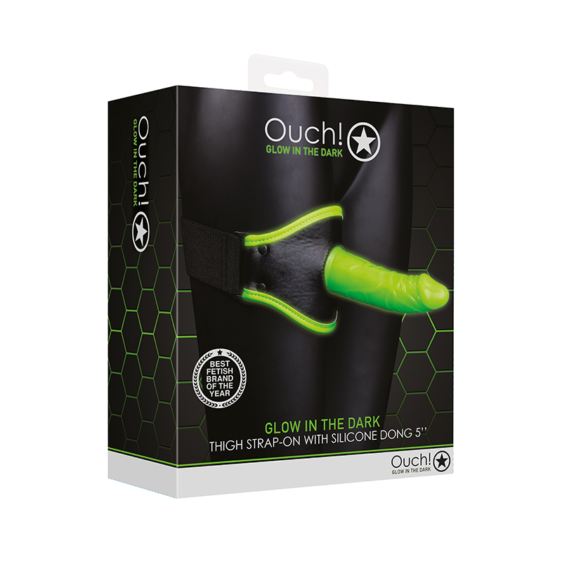 Ouch GITD Thigh Strap-On 5in Neon Green