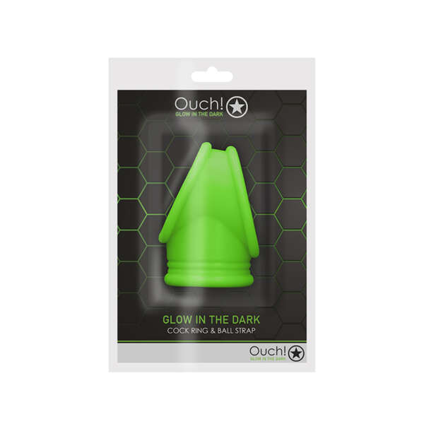 Ouch GITD Cockring&Ball Sling NeonGreen