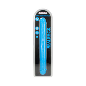 Realrock GITD Double Dong 15in Neon Blue