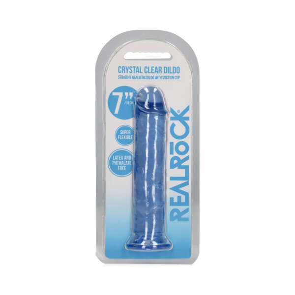 RealRock CC 7in StraightDildoNoBall Blue