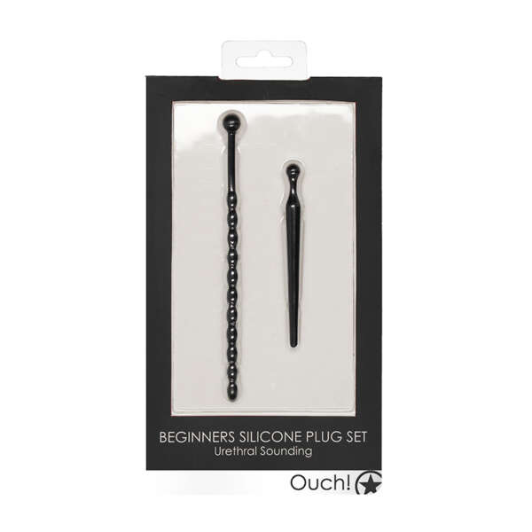 Ouch Urethral Snding Beg SilPlg Set Blk
