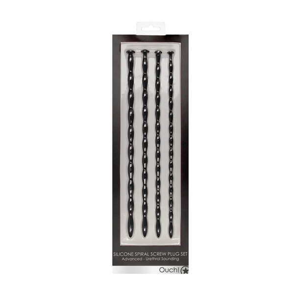 Ouch UrethralSnd Adv SilScrwPlg Set Blk