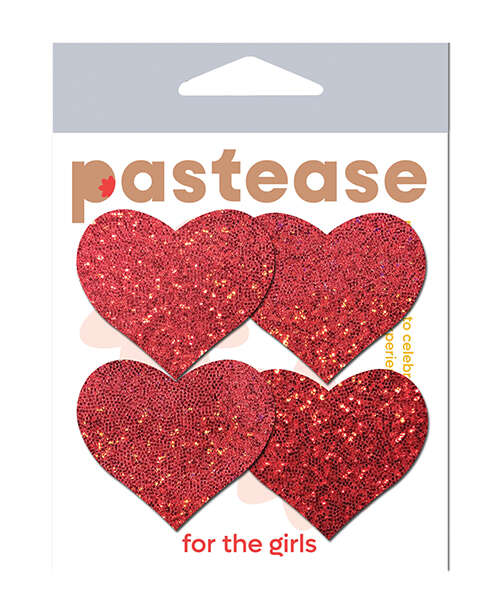 Pastease Premium Petites Glitter Heart - Red O/S Pack of 2 Pair