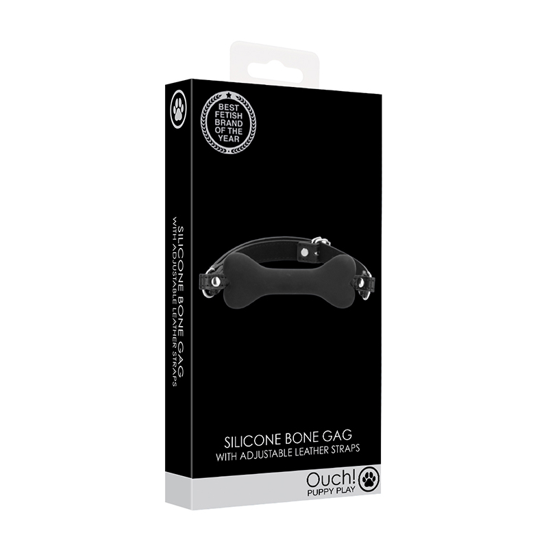Ouch Puppy Play Silicone Bone Gag Black