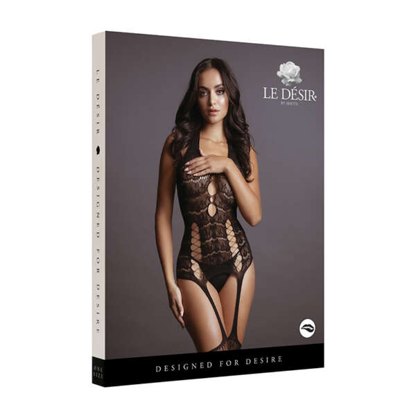 Le Desir Lace Suspender Bodystock Blk OS