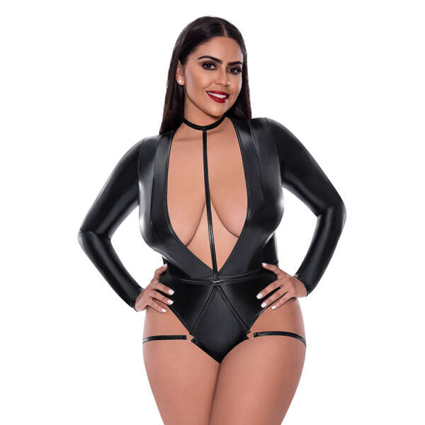 MS Liquid Onyx Teddy wHarness Black QS