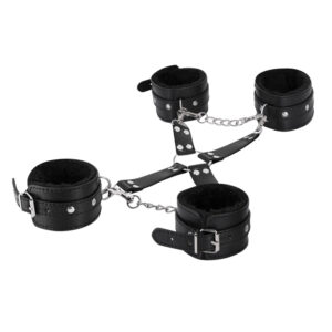 MP Leather All 4's Fuzzy Cuff Set Black