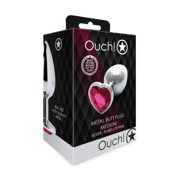Ouch Heart Gem Butt Plug M Sil/Pnk
