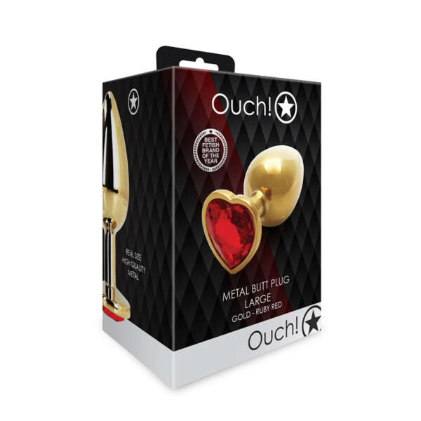 Ouch Heart Gem Butt Plug L Gld/Red