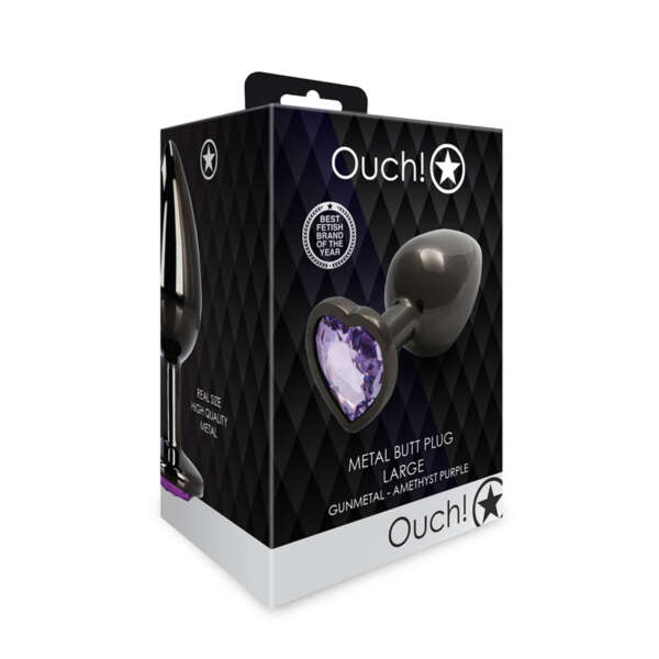 Ouch Heart Gem Butt Plug L Gun/Pur
