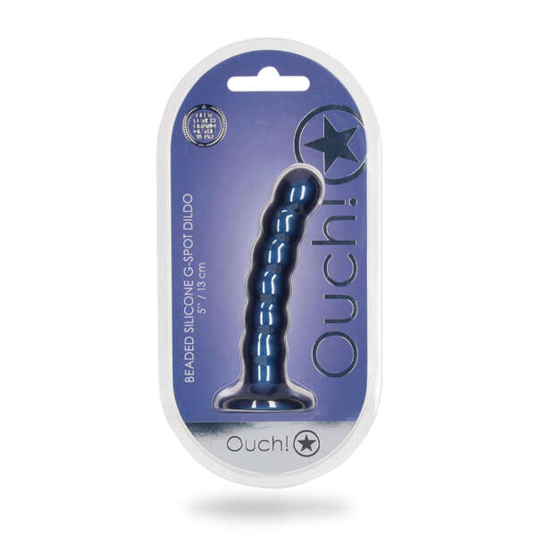 Ouch Beaded Sili 5in GSpot MetBlu