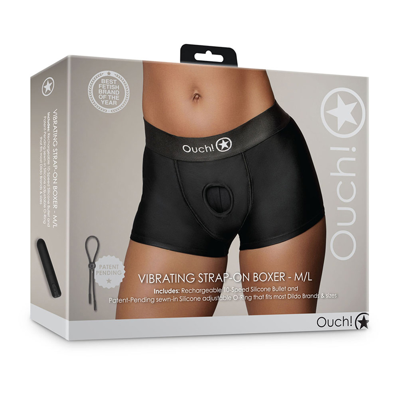 Ouch Vibr Strapon Boxer M/L Blk