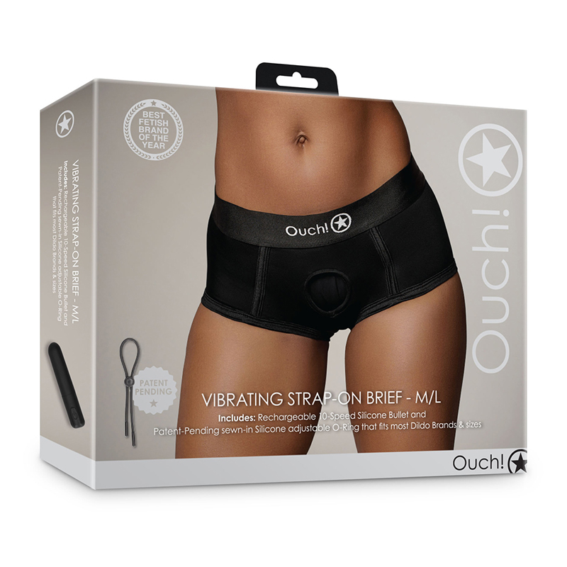 Ouch Vibr Strapon Brief M/L Blk