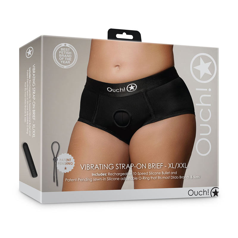 Ouch Vibr Strapon Brief XL/2XL Blk