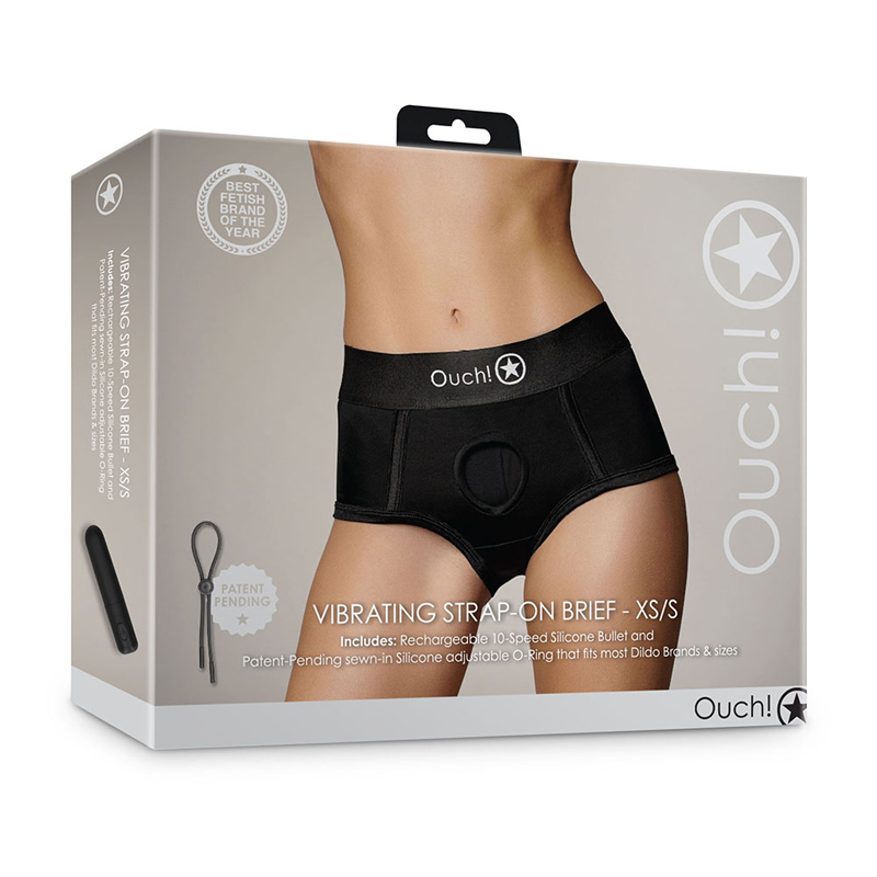 Ouch Vibr Strapon Brief XS/S Blk
