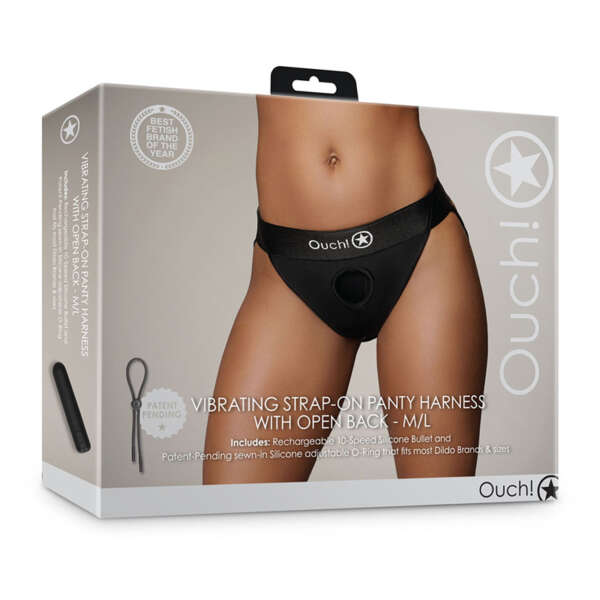 Ouch Vibr Strapon Panty Harn ML Bk