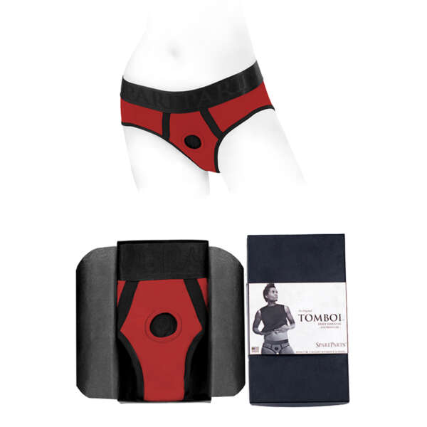 SpareParts Tomboi Nylon Briefs Red/Blk S