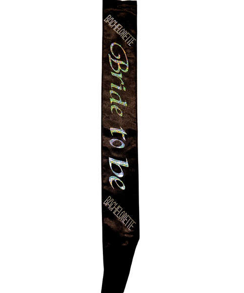 Bachelorette Bride To Be Non Flashing Sash - Black