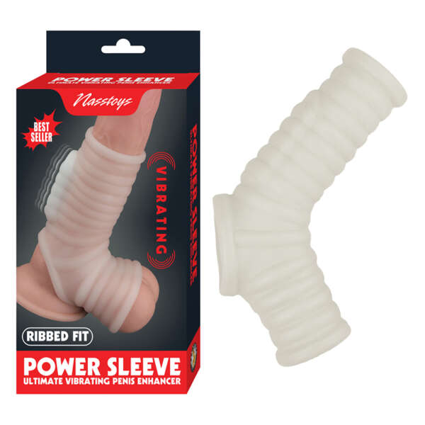 Vibrating Power Sleeve Ribbed Fit White