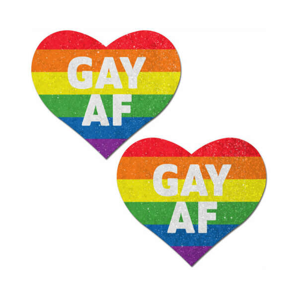 Pastease Glitter 'Gay AF' Heart Rainbow
