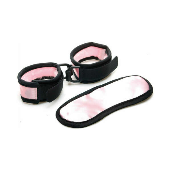 Sex Kitten Mask & Cuff Set Pnk/Blk