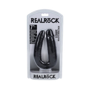 RealRock 7in U-Shaped Double Dildo Black