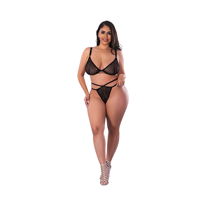 MS Glitz & Glam Bra & Thong Set Black Q