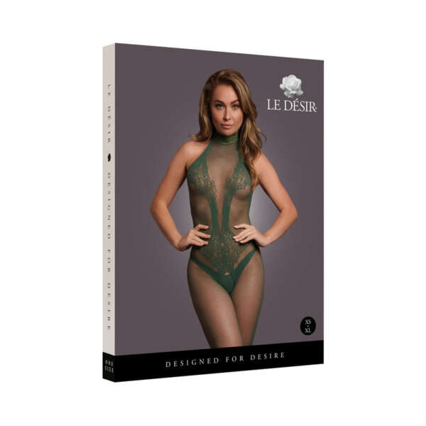 Le Desir Fishnet Lace Bodystock Green OS
