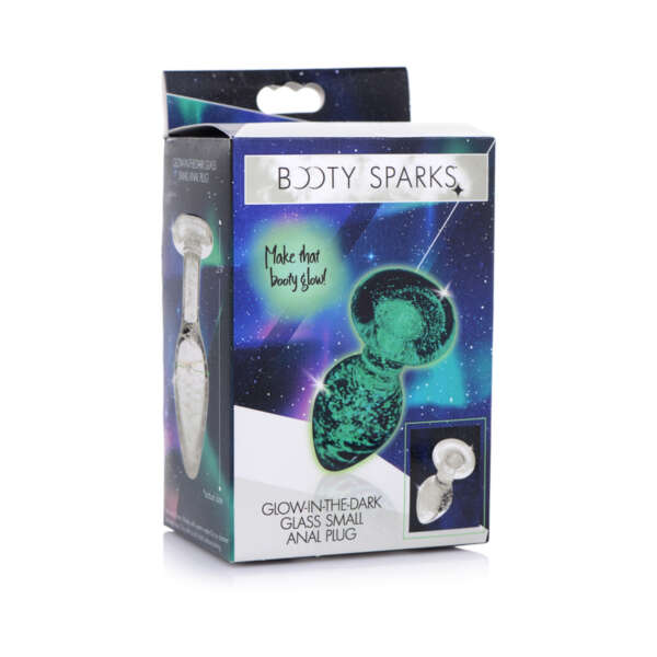 Booty Sparks GITD Glass Anal Plug Small