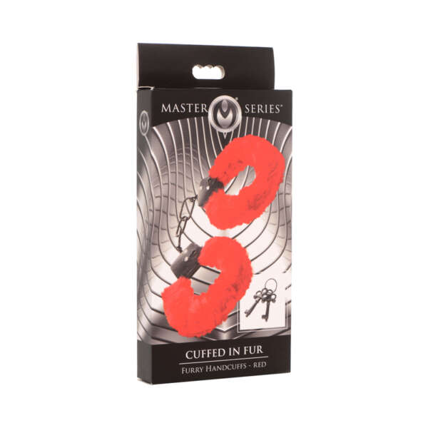 Master Series Cuffed in Fur Handcuff Red