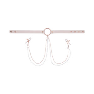 Sportsheets Sex & Mischief Peaches ‘n CreaMe Collar with Nipple Clamps