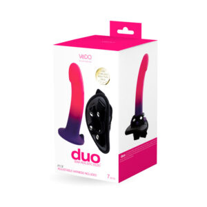 Vedo Duo Silicone Dildo W/Harness Pk/Pu