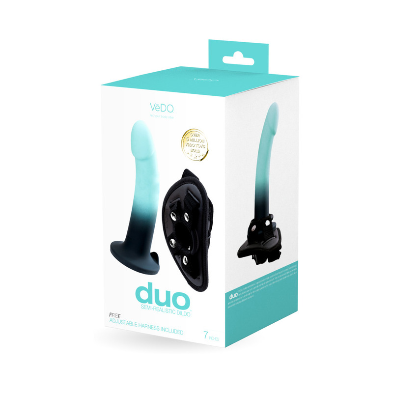 Vedo Duo Silicone Dildo W/Harness Tur/Bk
