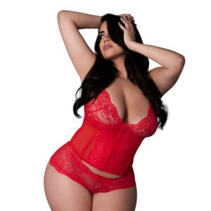 MS Sugar High Bustier & BoyShort Red Q