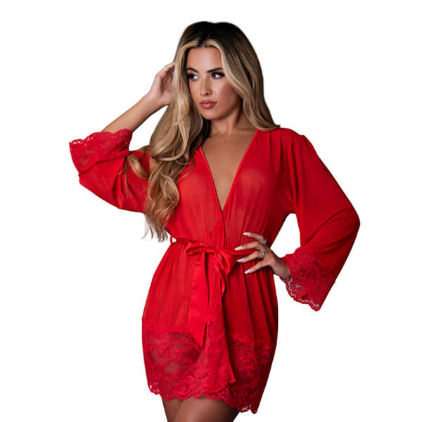 MS Sugar High 3/4 Sleeve Robe Red SM