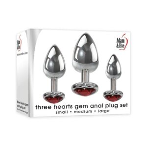 A&E Three Hearts Gem Anal Plug Set