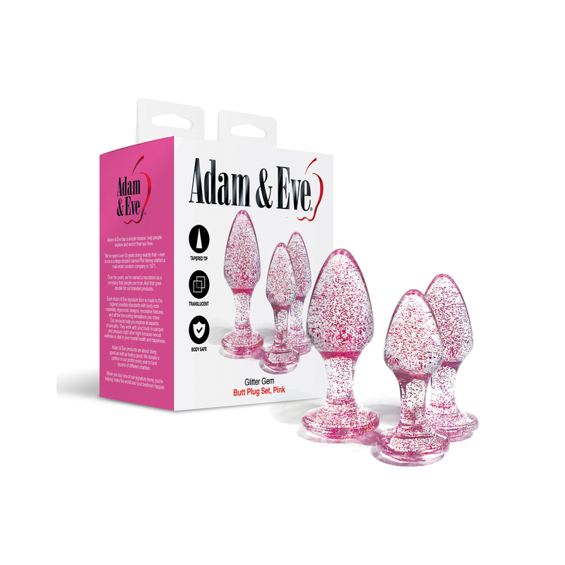 A&E Glitter Gem Butt Plug Set Pink