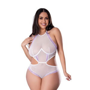 MS Sheer Passion Halter Teddy Wht/Lav Q