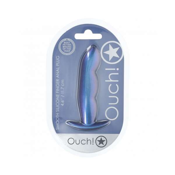 Ouch! Smooth Sili Finger Plug 4.6in MBlu