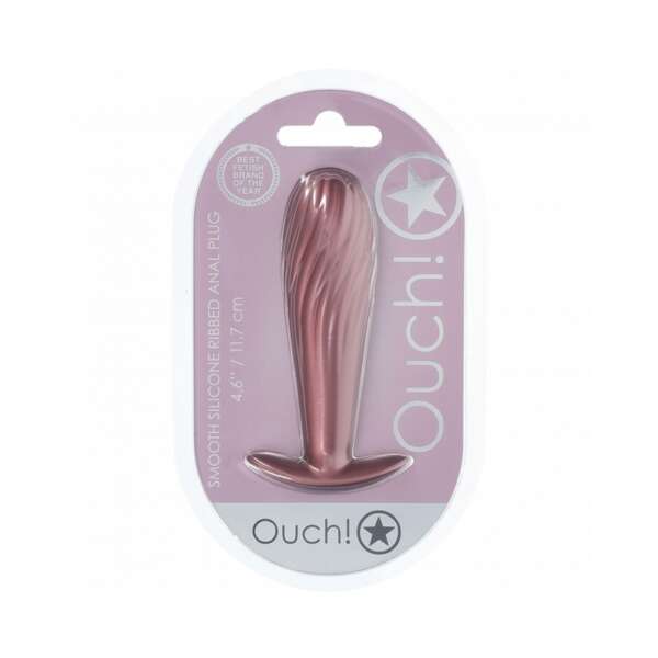Ouch! Smooth Sili Ribbed Plug 4.6in RG