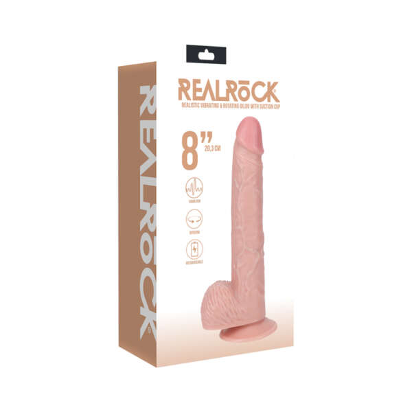 RealRock 8in VibRotCockBalls Reg Str Bg
