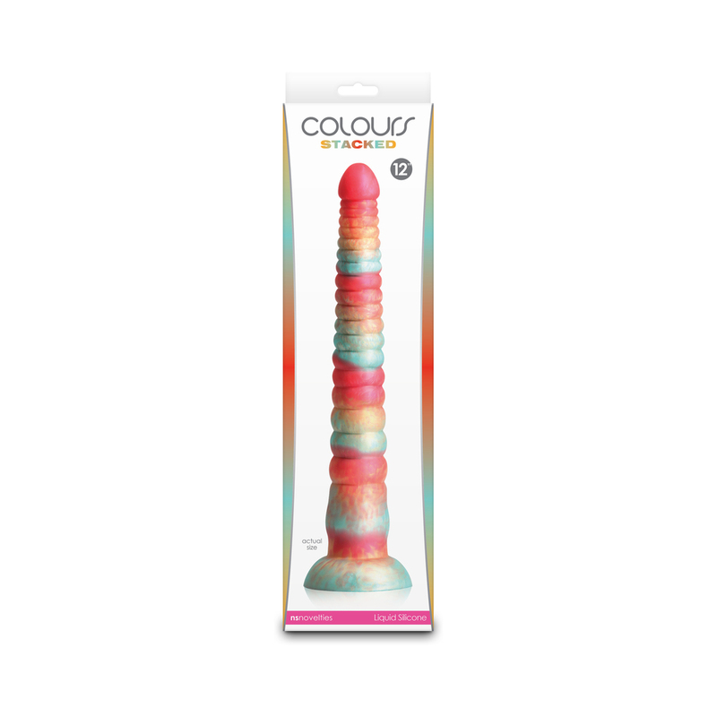 Colours Stacked 12in Dildo Red/Gold