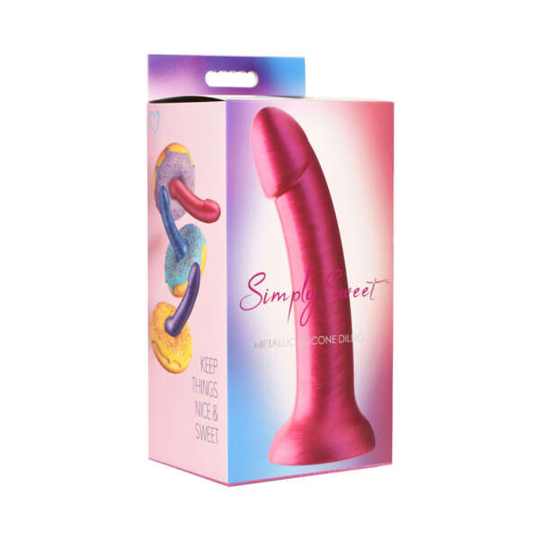 Simply Sweet 7in Metallic Sili Dildo Pnk