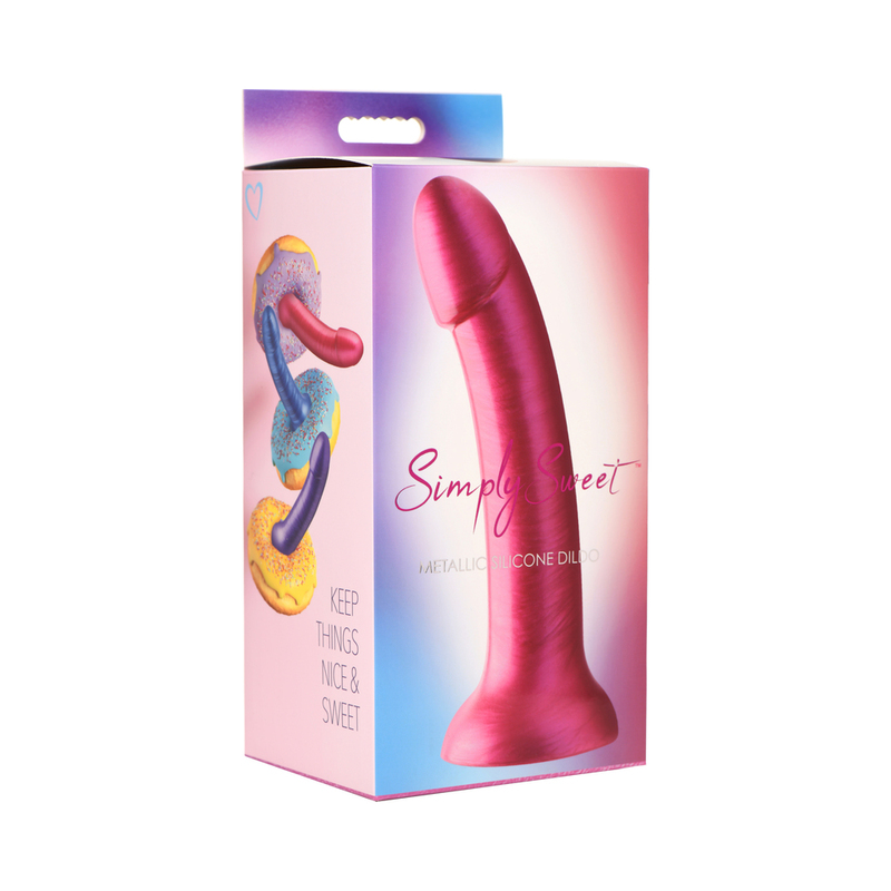 Simply Sweet 7in Metallic Sili Dildo Pnk