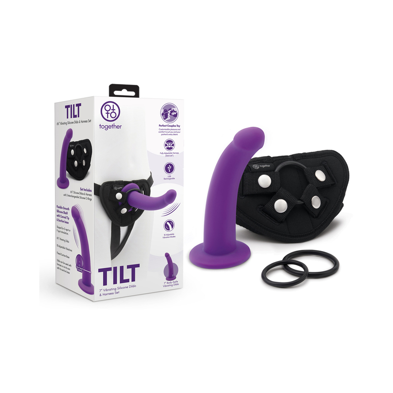 Together Tilt Silicone Dildo/Har Set 6.5